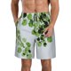 thumbnail image 1 of Balery Watercolor Green Leaves Traje de Baño Estilo Hawaiano para Hombre, Shorts de Secado Rápido con Bolsillos-Small, 1 of 6
