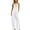 White, variant on Women's Sleeveless Jumpsuit, Turndown Collar V-Neck With Pockets, Fashion One-Piece Pants For Office & Casual Outings Black L