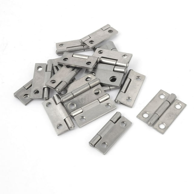 20 Pcs Armario de Oficina en Casa Bisagra de Puerta de Armario de Acero Inoxidable Plegable y Rotativa Tono Plateado de 1" de Largo