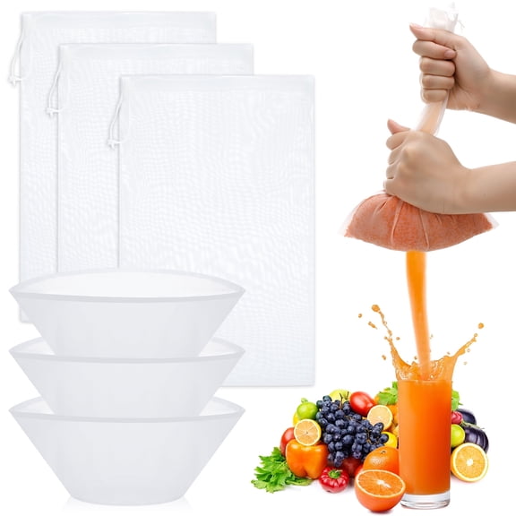 Topekada 6 Pcs Nut Milk Bag and Filter Set, 2-Design Cheese Cloth Bag for Straining, Reliable Washable Reusable Cheesecloth Bags for Tea Milk Yogurt Juice Wine Cold Brew Coffee