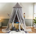 thumbnail image 5 of Bed Canopy for with Lights,Double Layer Princess Round Dome Dreamy Mosquito Net Bedding Girls Room Castle Play Tent Hanging House Decor Reading Nook Canopies(Gray/White), 5 of 13