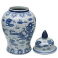 thumbnail image 3 of Red Lantern 18" Dragon Blue & White Porcelain Temple Jar, 3 of 7