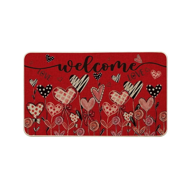 Valentines Day Doormat, Absorbent Non-Slip Floor Mat, Low-Profile Entryway Rug for Bathroom, Living Room and Shower, Seasonal Home Decor