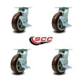 thumbnail image 2 of 6 Inch Polyurethane Swivel Caster Set with Roller Bearing and Brake SCC, 2 of 2