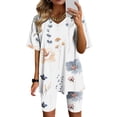 thumbnail image 1 of ICHUANYI Clearance Women Fashion V-Neck Blouse Short Sleeve Tops Shorts Casual Suit Sets(White, XXL) ICHUANYI WER2023080709278, 1 of 4