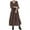 Brown, variant on Kaemgyyd Cotton Lined Dresses for Women V Neck 3/4 Sleeve Flowy Midi Dresses Casual Tiered Summer Beach Dress for Vacation