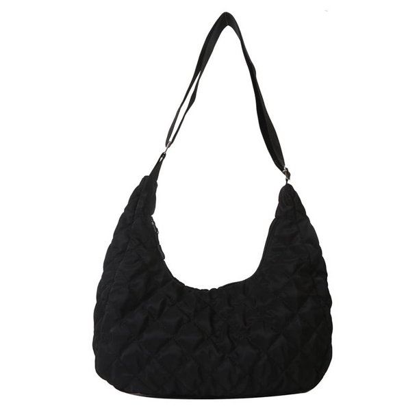 Bolso casual para mujer con correa ajustable, bolso de mano con entramado rómbico y media luna