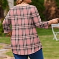 thumbnail image 5 of TQWQT Plus Size Women's Plaid 3/4 Sleeve Tunic - Stretchy Breathable Material, High-Low Hem, Relaxed Blouse for Leggings/Work 2XL, 5 of 5
