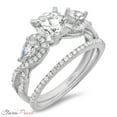 thumbnail image 6 of 1.89 ct Round Cut Genuine Cultured Diamond VS1-VS2 J-K 14K White Gold Engagement Wedding Bridal Set Designer Ring bW/ Set W/ Crystal side stones size 6.5, 6 of 7