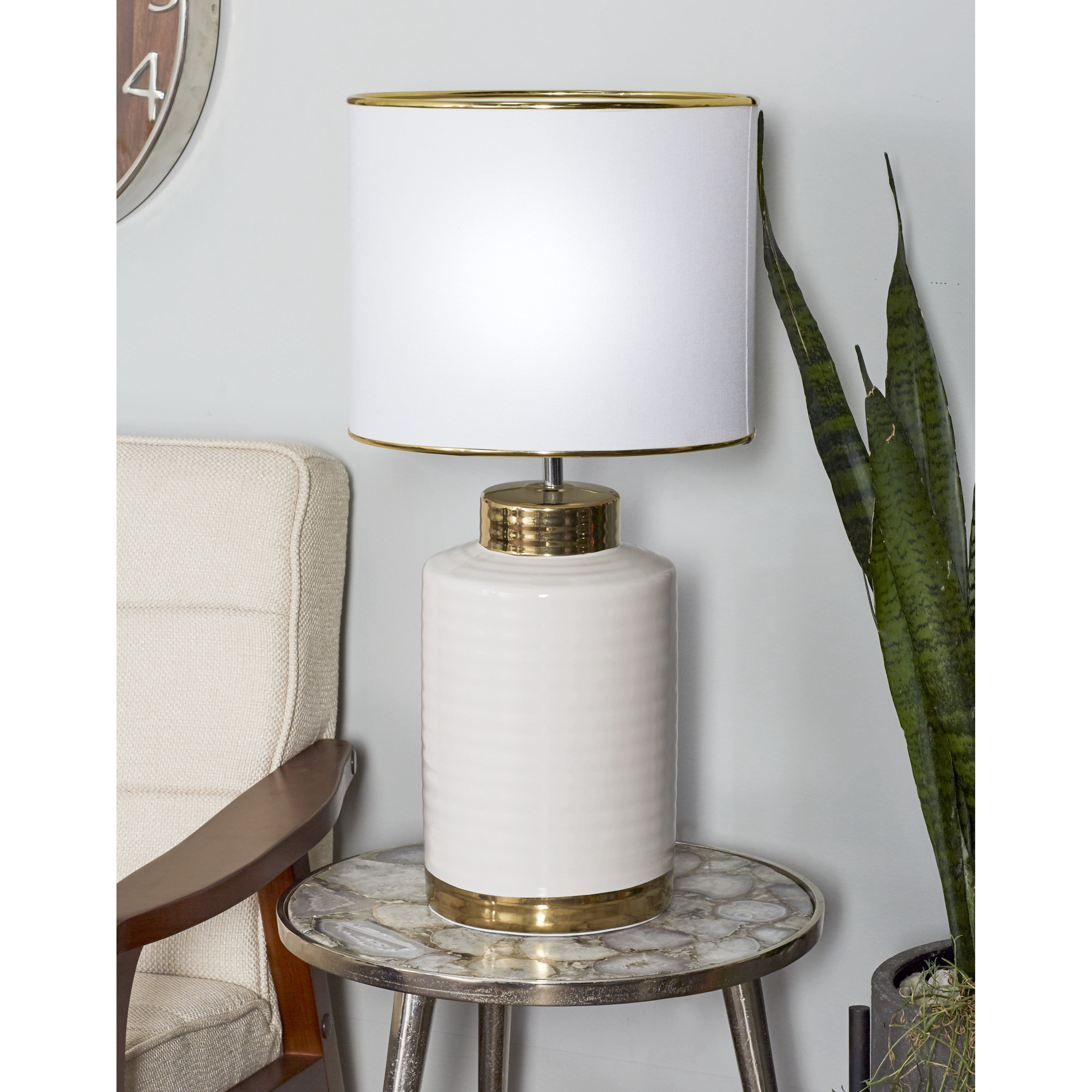 CosmoLiving by Cosmopolitan 23" White Table Lamp with White Fabric Shade