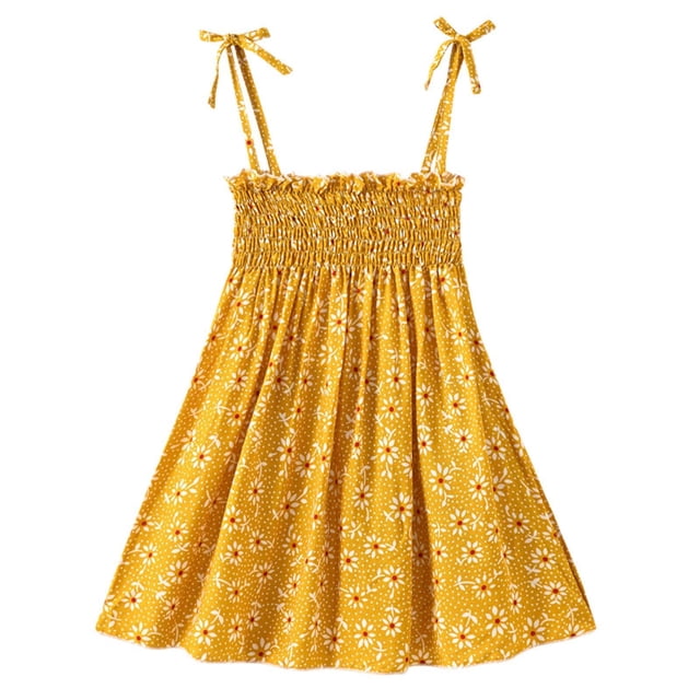 Robe d'Été pour Filles Été Bébé Filles Robe Sans Manches à Bretelles Imprimé Graphique Vêtements pour Enfants