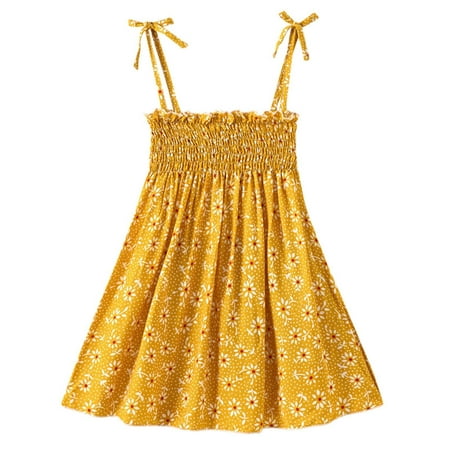 

Fesfesfes Girls Spring Dress Toddler Baby Girls Sleeveless Sling Dress Graphic Print Children s Clothing