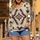 thumbnail image 1 of TaTaai Retro Western Top Soft Comfortable Women's Fashion Casual Round Neck Long Sleeve Button Accent Printed Loose Spring Daily Blouse Gift, 1 of 5