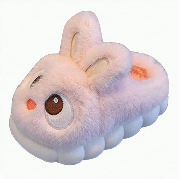 Gvdentm Slippers for Girls Girls Bunny Slippers Cartoon Shape Plush Warm Slipper Indoor Bedroom Winter Slippers for Kids(Pink,13)