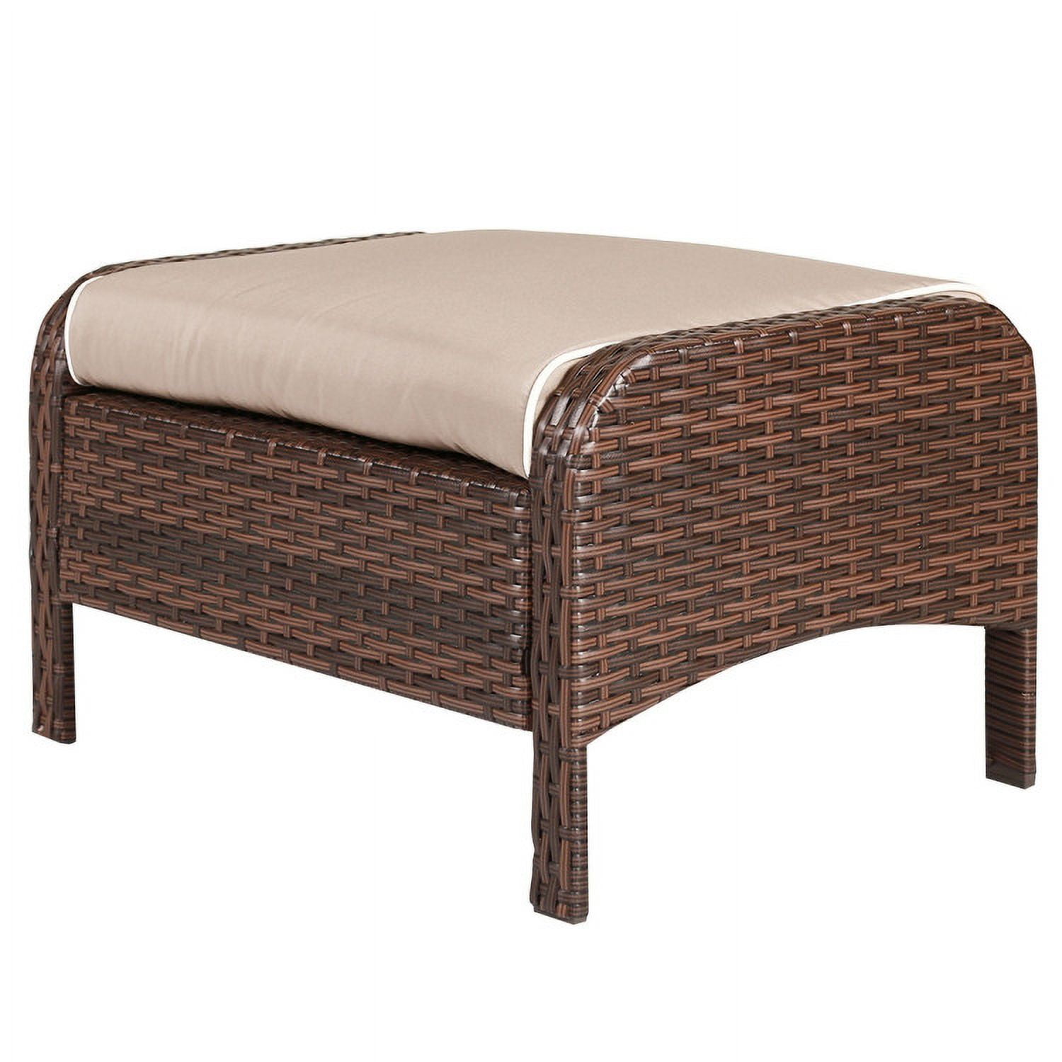 Aimee Lii 5 Pieces Patio Rattan Sofa Ottoman Furniture Set with Cushions, Outdoor Patio Furniture, Brown