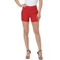thumbnail image 2 of HDE Chino Shorts for Women, Elastic High Waisted Casual Shorts, Red 2X, 2 of 6