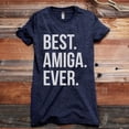 thumbnail image 2 of Thread Tank Best Amiga Ever Women's Fashion Relaxed Crewneck T-Shirt Tee Heather Navy Small, 2 of 5