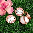thumbnail image 2 of Koyal Wholesale Compact Mirror Bridesmaid's Wedding Gift, Rose Gold, Monogram Letter C, Modern Black White Stripes, 2 of 5