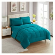 TiaGOC 7 Piece Comforter Set Bag Solid Color All Season Soft Down Alternative Blanket & Luxurious Microfiber Bed Sheets, Teal, XL