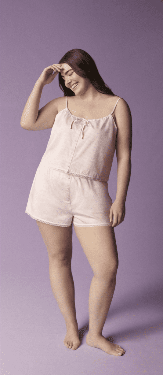 Joyspun Women's Poplin Cami and Shorts Sleep Set with Lace Trim, 2-Piece, Sizes XS-3X