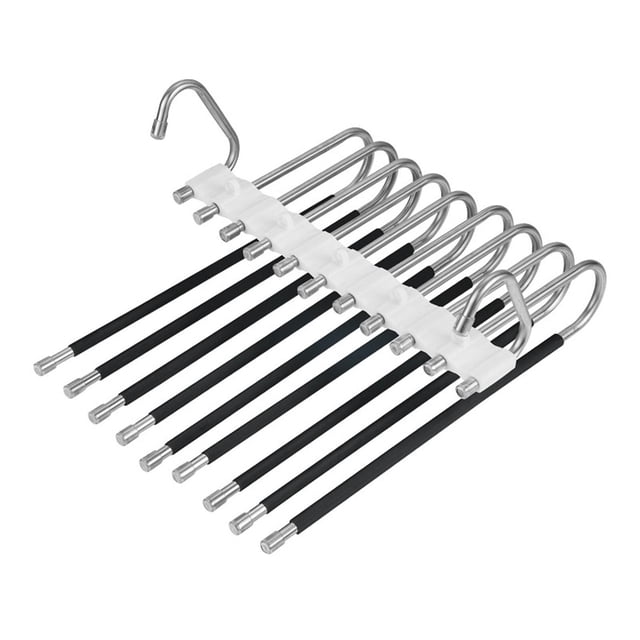 fastboy Multi Layer Folding Pants Hangers Slack Wardrobe Travel Hotel Hanging Rack Black 33.2 x 24cm 1Set