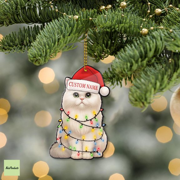 Personalized Persian Cat Acrylic Ornament Custom Name, Christmas Tree Decoration, Cat Lover Holiday Gift, Family Keepsake Decor