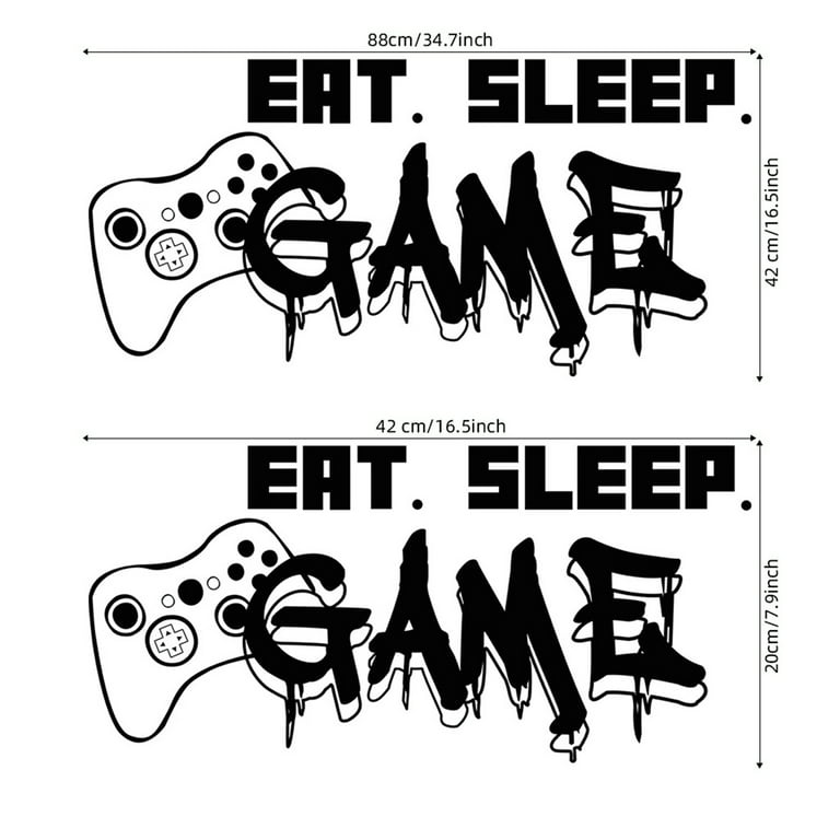 Game Zone Wall Tattoo DIY Gaming Gamer Sticker mural et Sticker mural pour  chambre d'enfant, noir