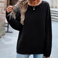 thumbnail image 5 of RYRJJ Womens Oversized Sweaters Fall Crew Neck Long Sleeve Drop Shoulder Pullover Casual Cable Knit Chunky Sweater Tops(Black,L), 5 of 7