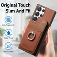 thumbnail image 6 of Allytechgroup for Samsung Galaxy S21 Ultra Protective Case, Back Cover With Card Pocket &Credit Card Slot Built-in Grip Ring Anti-Scratch, Shock-Absorbent Anti-Fingerprint Shockproof Bumper, Brown, 6 of 10