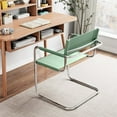thumbnail image 3 of Saddle Leather Accent Chair Stainless Steel Arm Chair Dining Chair - Green, 3 of 4