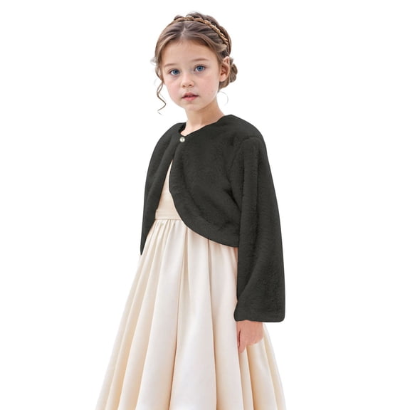 JFOPQVSM Girls White Winter Shawl Wrap Kids Dress Cover Up Long Sleeve for Party Wedding Dress (1-12Y)