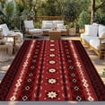 thumbnail image 2 of Red Black Boho Outdoor Rug 6x9 Ft - Reversible Patio Rug Outdoor Camping Rugs, Vintage Ethnic Tribe Abstract Art Retro Washable Indoor Outdoor Area Rugs, Non-Slip Outdoor Carpet Runner for Deck/Porch, 2 of 8