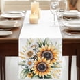 thumbnail image 3 of Sunflower 70 Inch Table Runner, Watercolor Summer Botanical Daisy Farmhouse Dresser Scarf Cotton & Linen Tablerunner for Dining/Kitchen Island/Holiday Party Décor 13" x 70", 3 of 9