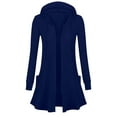 thumbnail image 3 of TKLPEHG Womens Zip Up Long Hoodie Jacket Casual Tunic Sweatshirt Long Sleeve Open Front Cardigan Solid Color Coats with Pockets (Navy,XL), 3 of 5