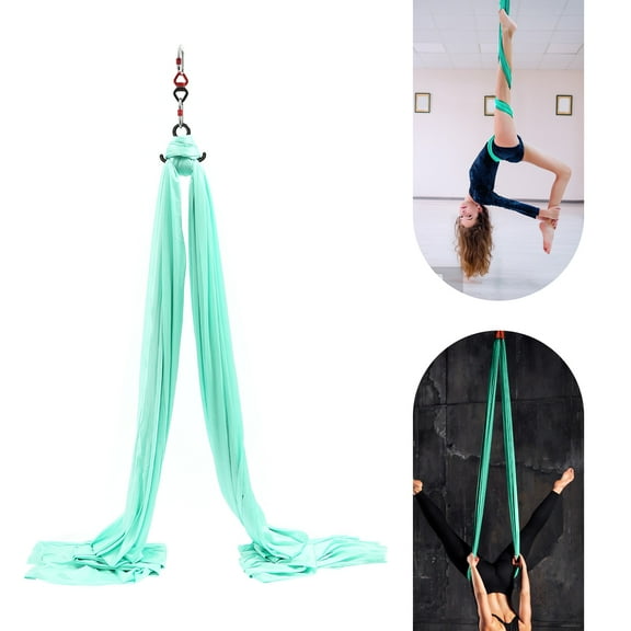 200kg Max Load Capacity Aerial Yoga Practice Polyester Strap Aerial Yoga Practice Equipment Yoga Hammock Practice Kit Green