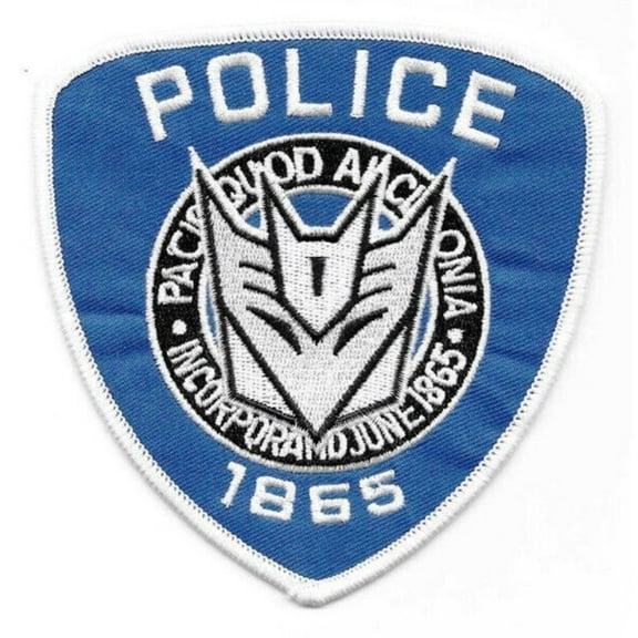 Transformers Barricade Logo Shoulder 4.5 Inch Tall Embroidered Iron On Patch