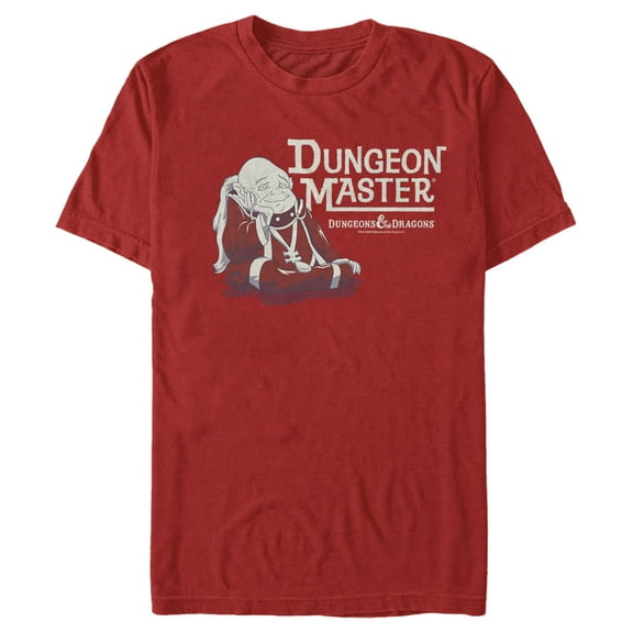 Men's Dungeons & Dragons Wise Dungeon Master Cartoon Graphic Tee Red X Large