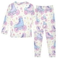 thumbnail image 2 of FORMRS Toddler Unisex Long Sleeve Top and Pants Pajama Set 2-Piece Sleepwear, Sizes 18M-8Y, Pink Skates, 2 of 6