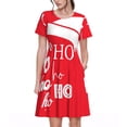thumbnail image 1 of Balery Saying Ho Ho Ho Vestidos sueltos de manga corta para mujer, vestidos de verano 2025, vestidos casuales de corte A con vuelo., 1 of 6