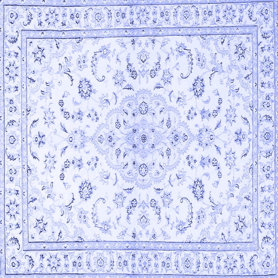 Ahgly Company Indoor Square Medallion Blue Traditional Area Rugs, 7' Square
