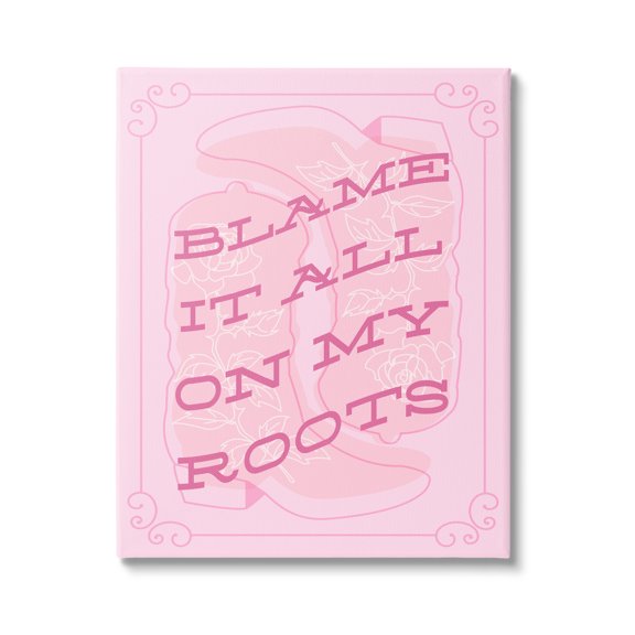 Stupell Industries Blame on My Roots Phrase Typography Painting Gallery Wrapped Canvas Art Print Wall Art, 30 x 40