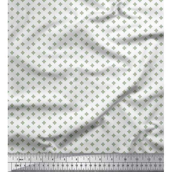 Soimoi Rayon Crepe Fabric Geometric Star Shirting Print Fabric by Yard 46 Inch Wide