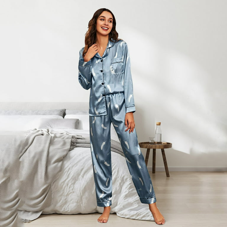 Soighxzc Cold Weather Layer Thermal Underwear Women's Long Pajama Suit 2  Piece Base Warm Comfy Pajamas Small Blue