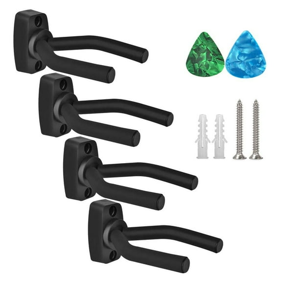 Aibecy 4Pcs Guitar Hangers Wall Mount Guitar Holder Guitar Ukulele Bass Support Display