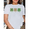 thumbnail image 2 of Women's Comfy Black T-Shirt with Teal and Golden Clover Print - Casual Short Sleeve, Round Neck, Polyester, Machine Washable Tee For Adult, Men, Women, Teen, Teenager, Adolescent, Youth, 2 of 7