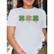 thumbnail image 1 of Camiseta de algodón extragrande para mujer: Top suave de manga corta con cuello redondo y estampados abstractos, 1 pieza, camiseta informal, 1 of 6