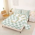 thumbnail image 2 of Feelyou Glitter Print Letter Y Bed Sheets for Girls, Buffalo Checkered King Sheets for Bedroom, Green, 4-Piece, 2 of 5