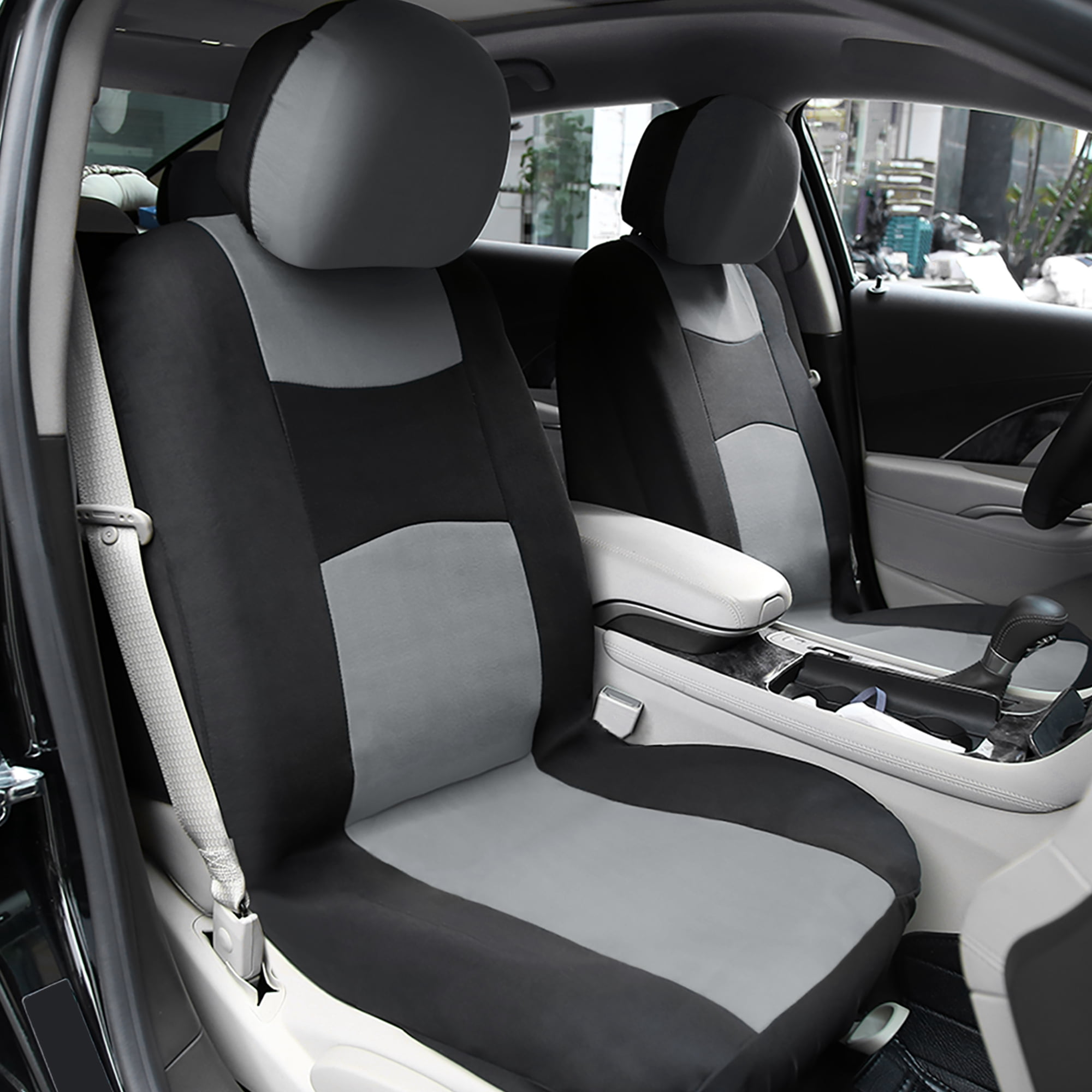 Unique Bargains 9Pcs Universal Fit Full Car Seat Cover Kit Black Gray