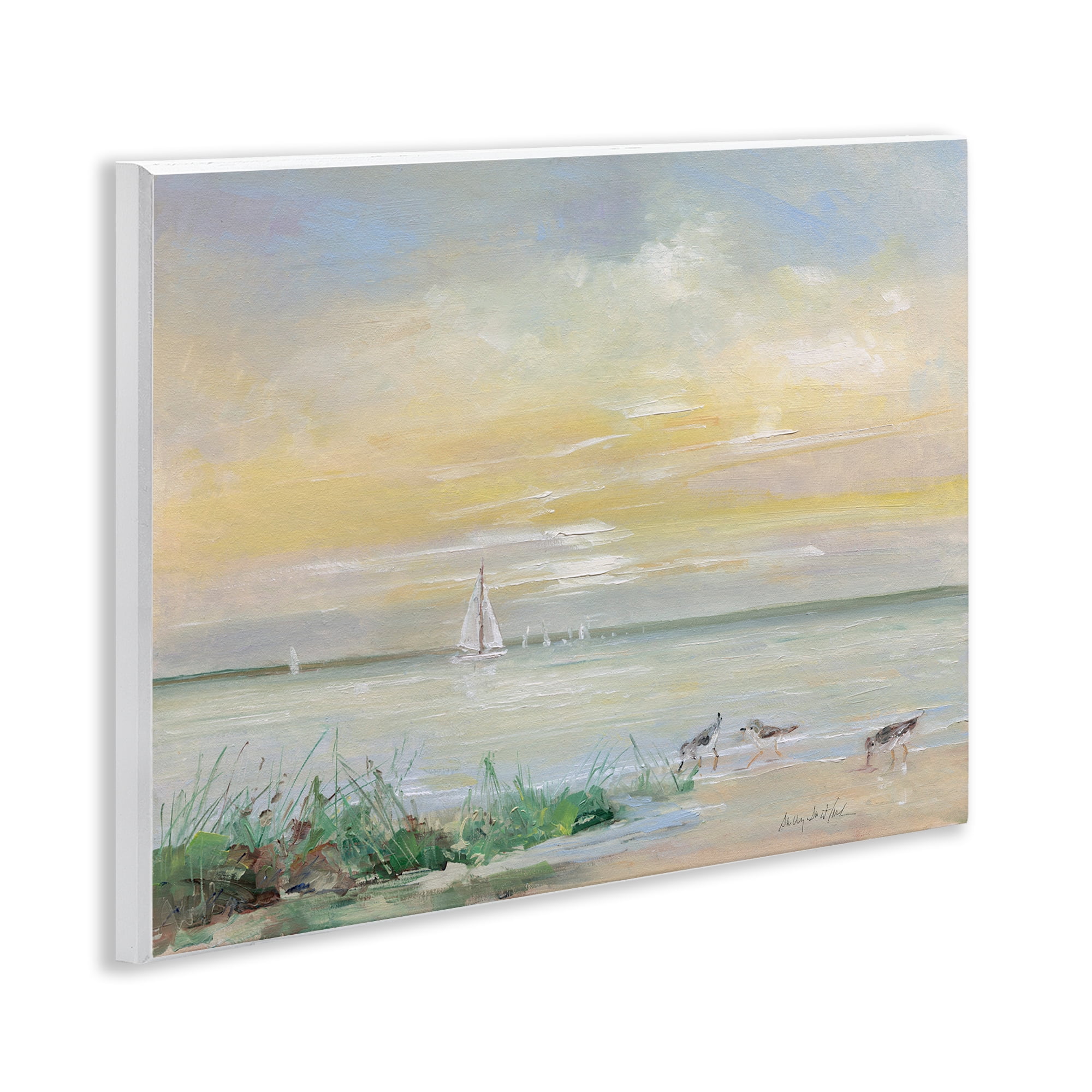 Stupell Industries Sailboats & Sanderlings Shore Wall Plaque Art, design by Sally Swatland
