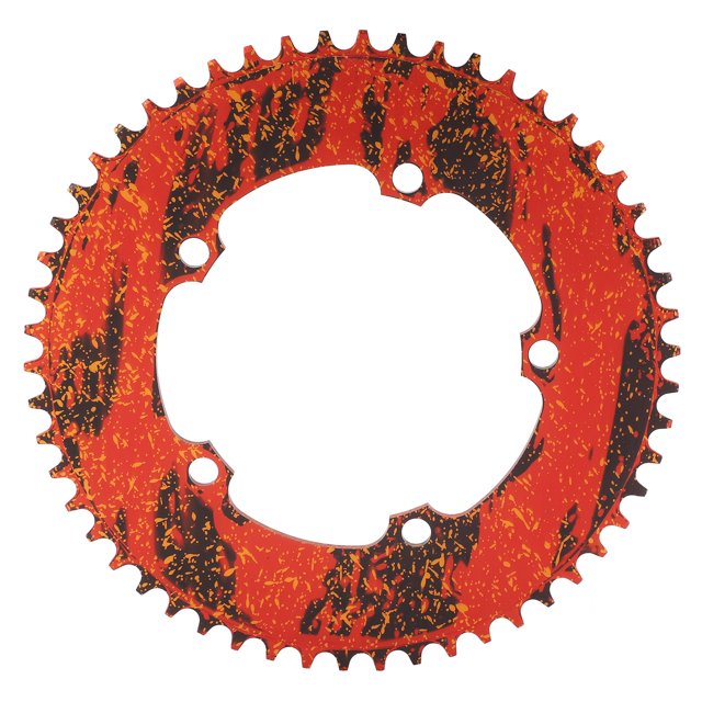 BOLANY Plato de Bicicleta 54T BCD130 Anillo de Cadena de Bicicleta Diente Positivo Negativo Disco único para Bicicleta de Carretera Naranja Galaxia